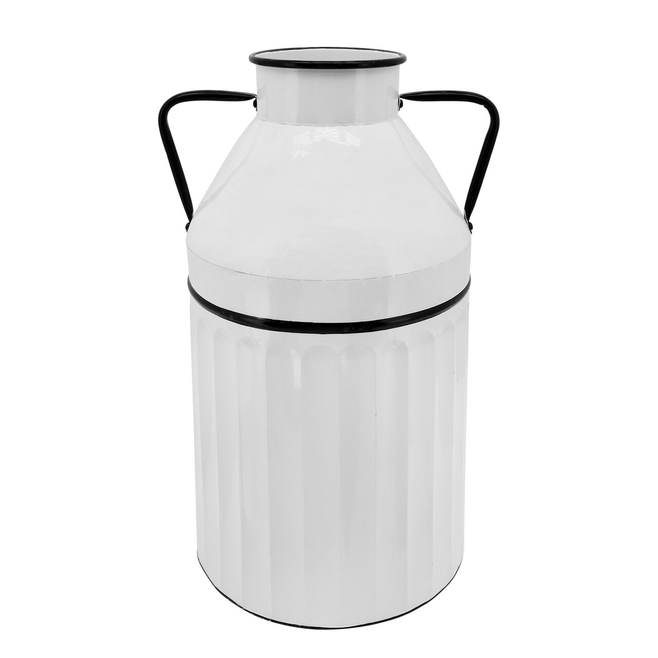 Kingston Living Farmhouse Milk Bucket Shaped Vase - 24" - White and Black